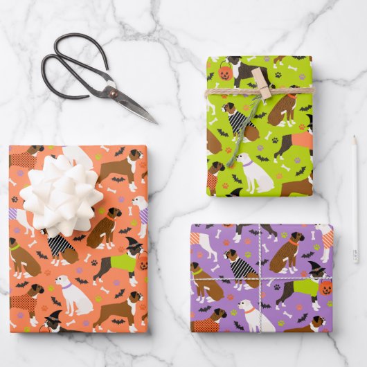 Halloween Boxer Dog Inpakpapier Vel (Voorkant)