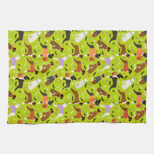 Halloween Boxer Dog Theedoek (Horizontaal)