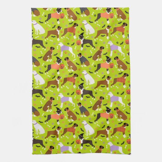 Halloween Boxer Dog Theedoek (Verticaal)