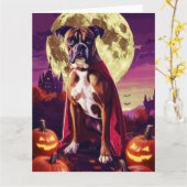 Halloween Boxer Hond Vampier Pompoenen Griezelen Kaart (Gele Bloem)