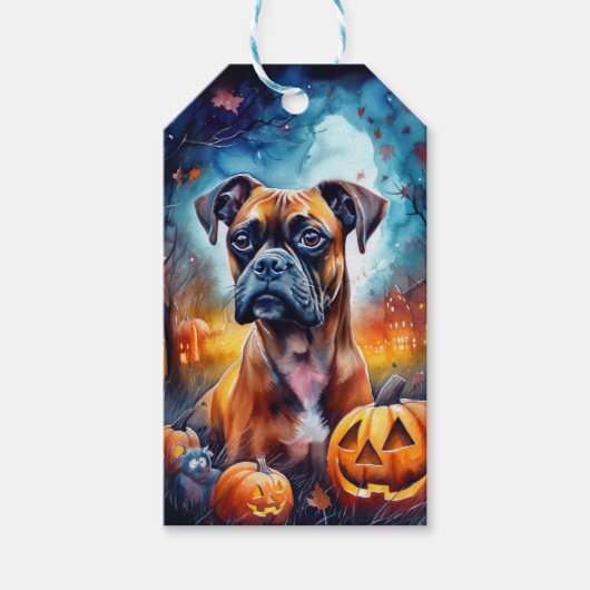 Halloween Boxer met pompoenen eng Cadeaulabel (Voorkant)