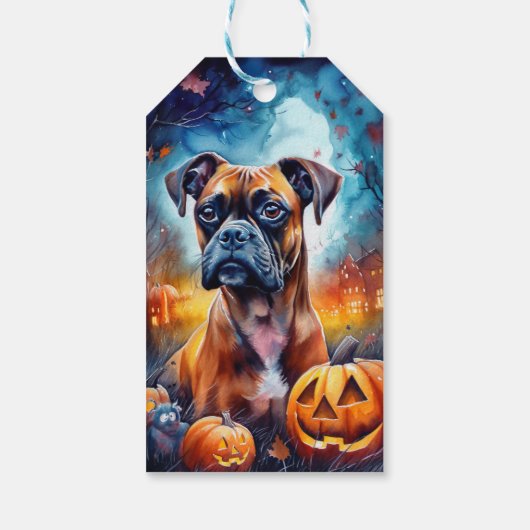 Halloween Boxer met pompoenen eng Cadeaulabel (Achterkant)