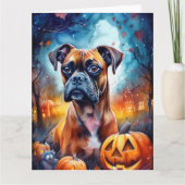 Halloween Boxer met pompoenen eng Kaart (Voorkant)