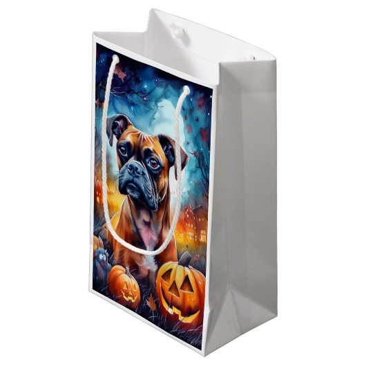 Halloween Boxer met pompoenen eng Klein Cadeauzakje (Voorkant Gekanteld)