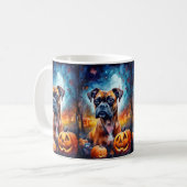 Halloween Boxer met pompoenen eng Koffiemok (Voorkant links)