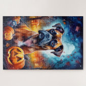 Halloween Boxer met pompoenen eng Legpuzzel (Horizontaal)