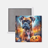 Halloween Boxer met pompoenen eng Magneet (Voorkant / Achterkant)