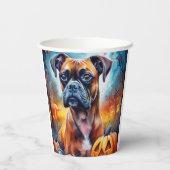 Halloween Boxer met pompoenen eng Papieren Bekers (Achterkant)