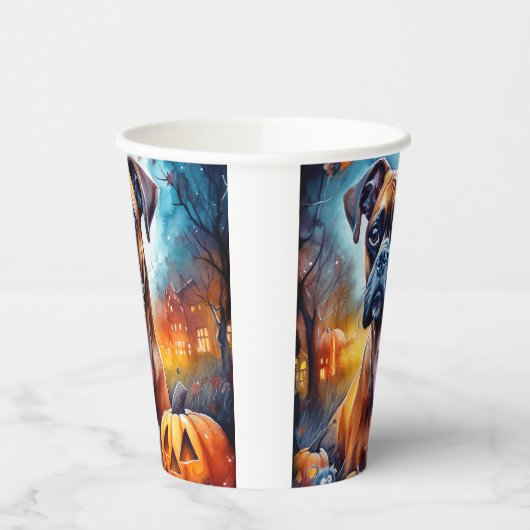 Halloween Boxer met pompoenen eng Papieren Bekers (Links)