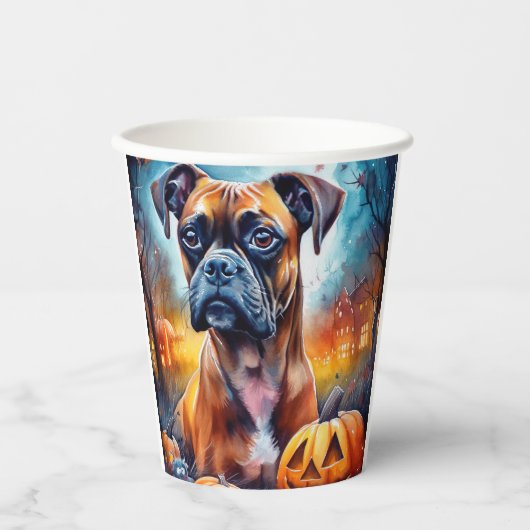 Halloween Boxer met pompoenen eng Papieren Bekers (Voorkant)
