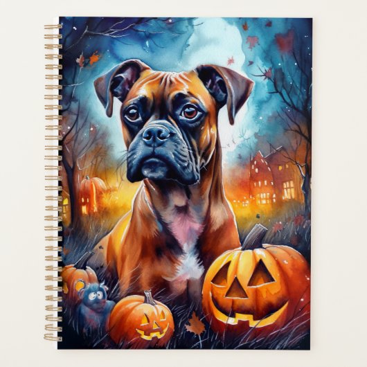 Halloween Boxer met pompoenen eng Planner (Voorkant)