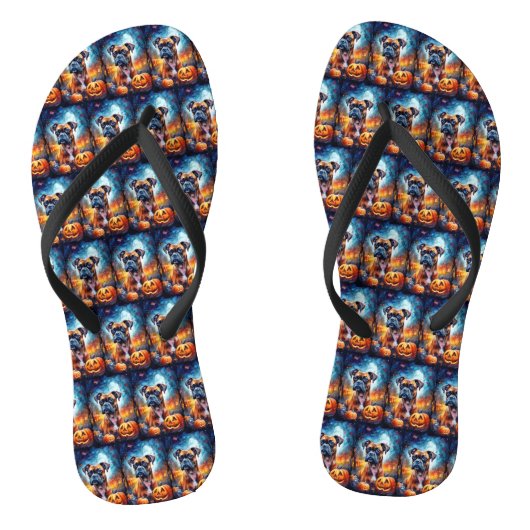 Halloween Boxer met pompoenen eng Teenslippers (Voetbed)