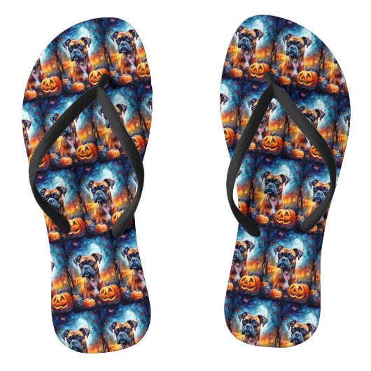 Halloween Boxer met pompoenen eng Teenslippers (Voetbed)
