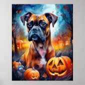 Halloween Boxer Met Pompoenen Griezelen Poster (Voorkant)