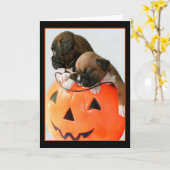 Halloween Boxer puppies wenskaart Kaart (Gele Bloem)