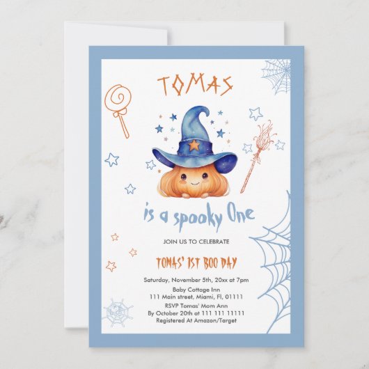 Halloween Boy 1st Birthday Invitation Kaart (Voorkant)