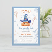 Halloween Boy 1st Birthday Invitation Kaart (Staand voorkant)