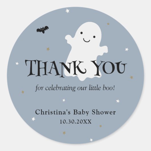Halloween Boy Baby shower Dank u Favor Ronde Sticker (Voorkant)