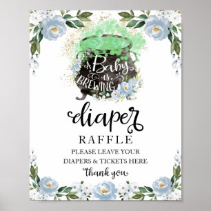 Halloween Boy Baby shower Diaper Raffle Game Sign Poster