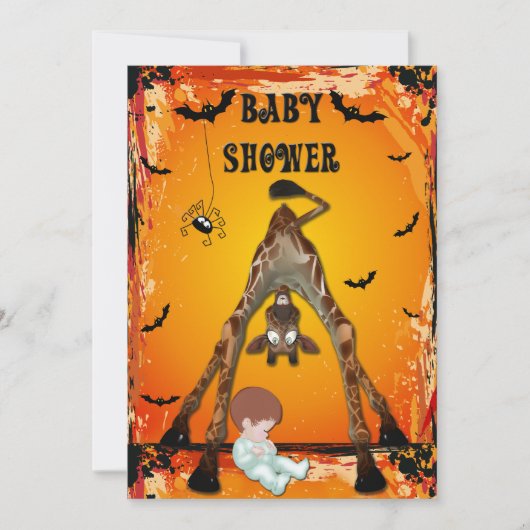 Halloween Boy Baby shower Funny Giraffe Kaart (Voorkant)