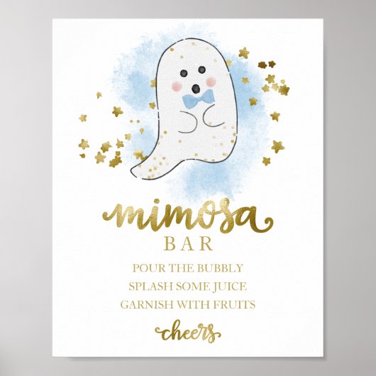 Halloween Boy Baby shower Mimosa Bar Sign. Poster (Voorkant)