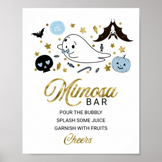 Halloween Boy Baby shower Mimosa Bar Sign. Poster (Voorkant)