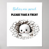 Halloween Boy Baby shower Peeking Ghost Favor Sign Poster (Voorkant)
