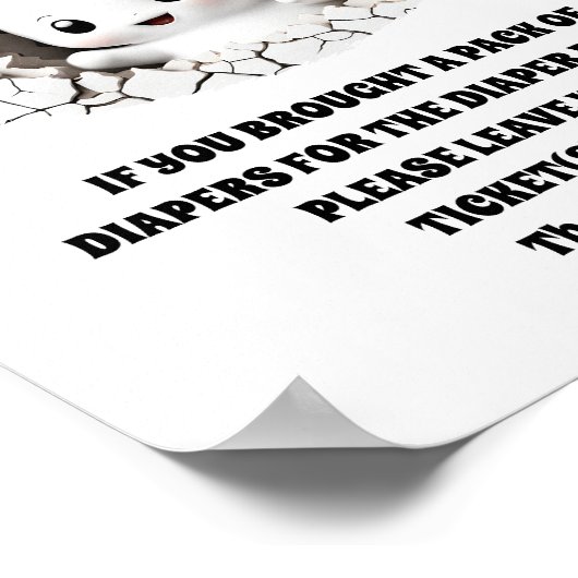 Halloween Boy Baby shower Spook Luier Raffle Teken Poster (Hoek)