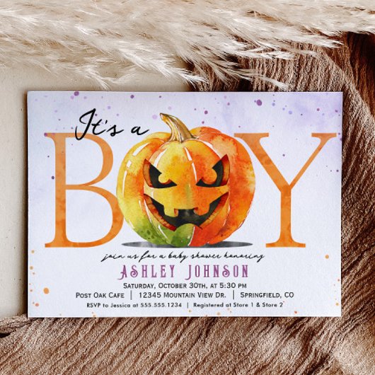 Halloween Boy Baby shower Uitnodiging