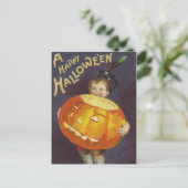  Halloween Boy en pompoen briefkaart (Staand voorkant)