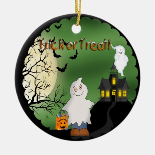 Halloween Boy Ghost Round Ornament (Voorkant)