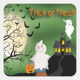 Halloween Boy Ghost Square Stickers