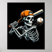 Halloween Boys Batting Skeleton Baseball  Poster (Voorkant)