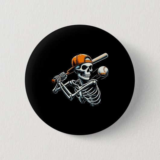 Halloween Boys Batting Skeleton Baseball  Ronde Button 5,7 Cm (Voorkant)