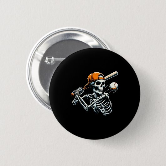 Halloween Boys Batting Skeleton Baseball  Ronde Button 5,7 Cm (Voorkant /achterkant)