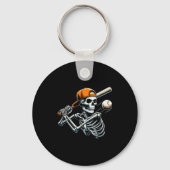 Halloween Boys Batting Skeleton Baseball  Sleutelhanger (Voorkant)