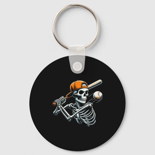 Halloween Boys Batting Skeleton Baseball  Sleutelhanger (Voorkant)
