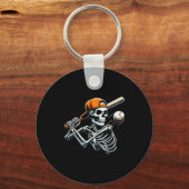 Halloween Boys Batting Skeleton Baseball  Sleutelhanger (Voorkant)