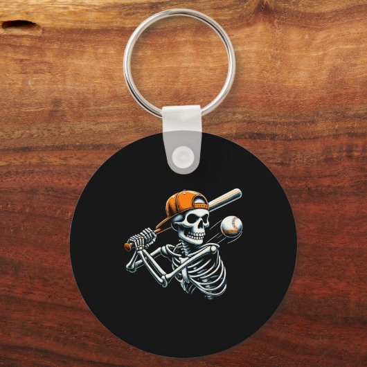 Halloween Boys Batting Skeleton Baseball  Sleutelhanger (Voorkant)