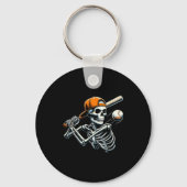 Halloween Boys Batting Skeleton Baseball  Sleutelhanger (Voorkant)
