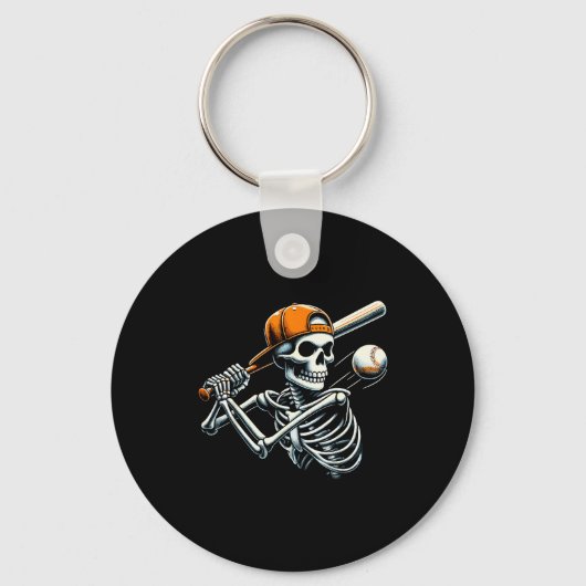 Halloween Boys Batting Skeleton Baseball  Sleutelhanger (Voorkant)