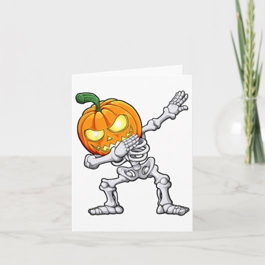 Halloween Boys Dabbing Skeleton Scary Pumpkin Jack Kaart (Voorkant)