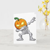 Halloween Boys Dabbing Skeleton Scary Pumpkin Jack Kaart (Gele Bloem)