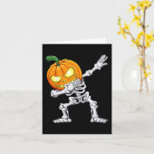 Halloween Boys Dabbing Skeleton Scary Pumpkin Jack Kaart (Gele Bloem)