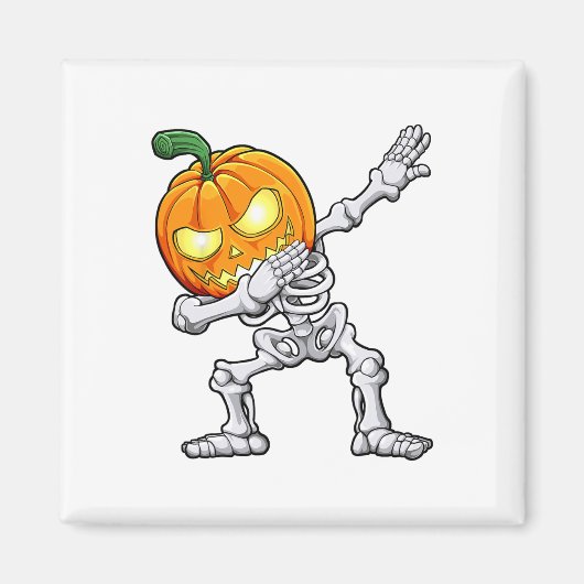 Halloween Boys Dabbing Skeleton Scary Pumpkin Jack Magneet (Voorkant)