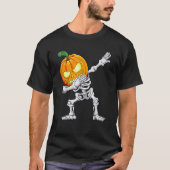 Halloween Boys Dabbing Skeleton Scary Pumpkin Jack T-shirt (Voorkant)