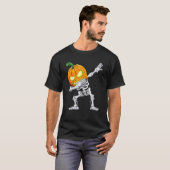 Halloween Boys Dabbing Skeleton Scary Pumpkin Jack T-shirt (Voorkant volledig)