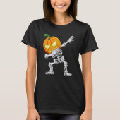 Halloween Boys Dabbing Skeleton Scary Pumpkin Jack T-shirt (Voorkant)