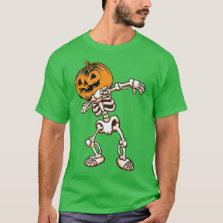 Halloween Boys Dabbing Skeleton Scary Pumpkin Jack T-shirt