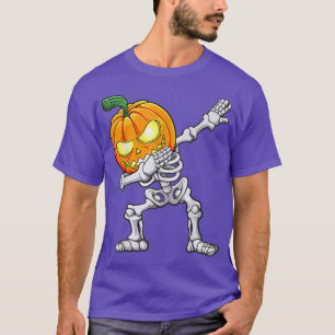 Halloween Boys Dabbing Skeleton Scary Pumpkin T-shirt